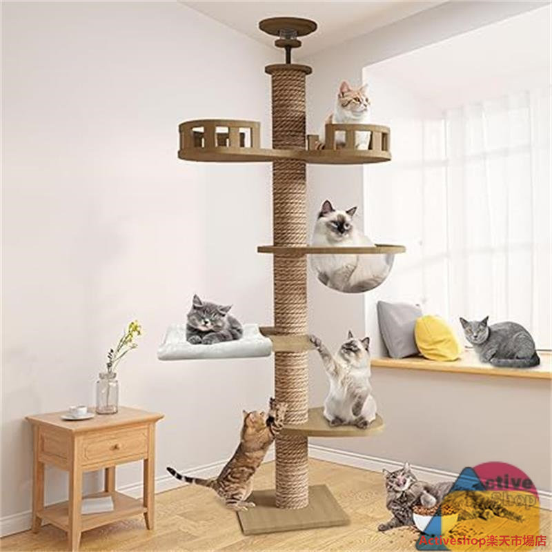 楽天市場】OROPY キャットタワー 突っ張り 木製 スリム 宇宙船