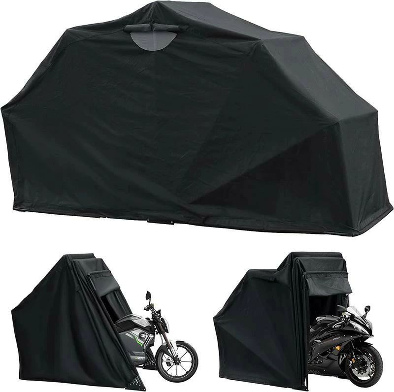 バイクガレージ 自転車テント サイクルハウス サイクルガレージ サイクルポート 屋外 バイク収納 ガレージテント バイクシェルター 屋根 高耐久鋼フレーム UV加工シート・遮熱・撥水加工 雨よけ 家庭・アウトドア・戸外用 ブラック|Activeshop店