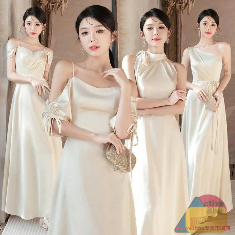 パーティードレス ロング丈 結婚式 ワンピース お呼ばれ フォーマルドレス 袖あり 袖なし 4タイプ シンプル 上品 大きいサイズあり