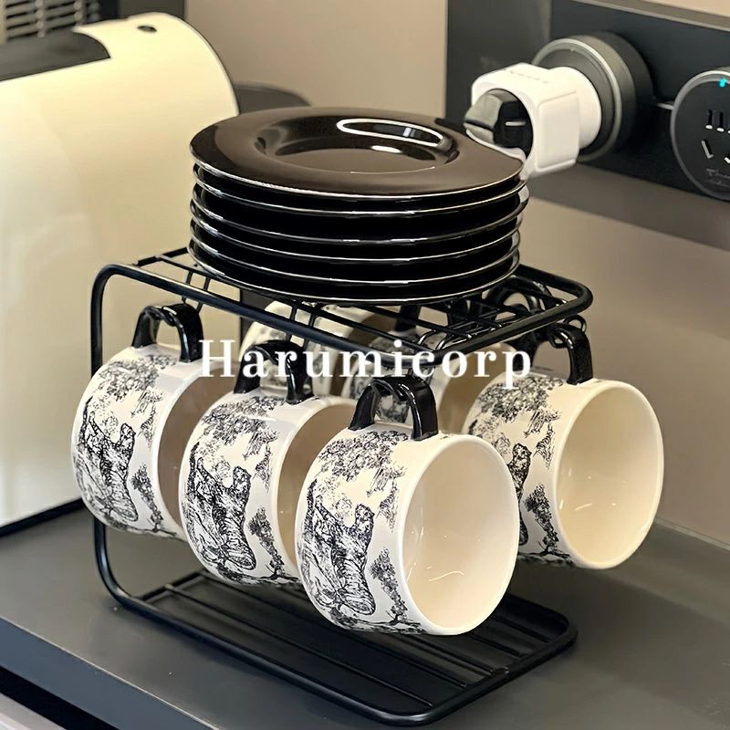 マグカップ プレートスプーンセット マグ カップ 中国式水墨画ソーサー 皿 食器 おしゃれ 陶器 カフェカップ ティーカップ 250ml コーヒー コップ 紅茶 器 珈琲マグ 来客用 食器セット 父の日 母の日 ギフト 誕生日祝い 結婚祝い 敬老の日 卒業 入学 引越し就職 プレゼント｜Activeshop店