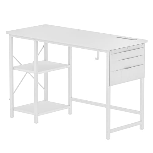 VECELO パソコンデスク L字デスク 幅110×奥行80×高さ75cm 棚付 Amazon.co.jp: VECELO L字デスク パソコンデスク 幅110×奥行80cm 棚