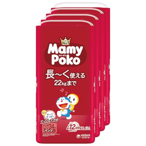 【パンツ ビッグサイズ】マミーポコパンツ ドラえもん オムツ (12~22kg)136枚(34枚×4) [ケース品]
