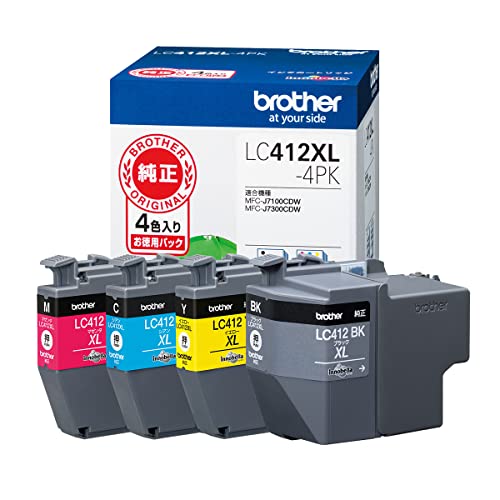 【茶飲み友だち純然たる】 ブラザー工業(Brother Industries) インキ薬莢4色容器に並べる(大静電容量)LC412XL-4PK相応う型番:M