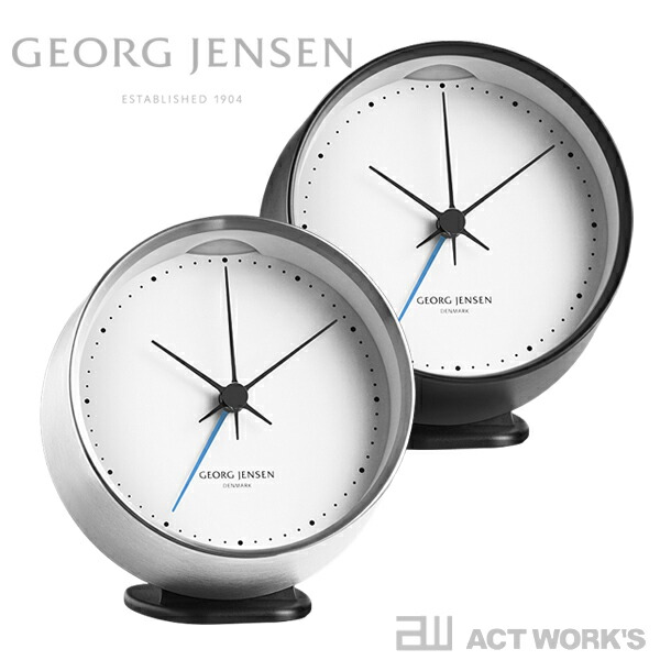 《全2色》GEORG JENSEN HK コッペル アラームクロック ホワイトダイヤル 10cm HENNING KOPPEL