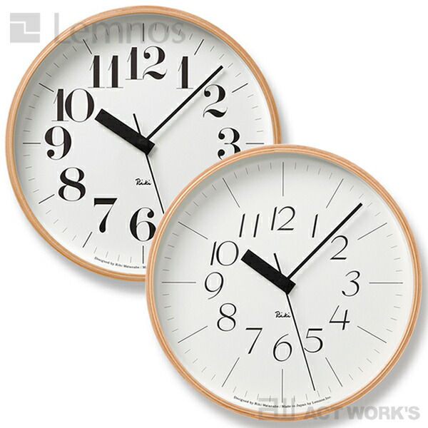 《全2種》LEMNOS RIKI CLOCK RC WR20-01／WR20-02 リキクロック 【タカタレムノス デザイン雑貨 壁掛け時計 ウォールクロック インテアリア 渡辺力 北欧 ナチュラル ウッド リビング ダイニング キッチン オフィス 店舗 電波時計 電波式クロック】