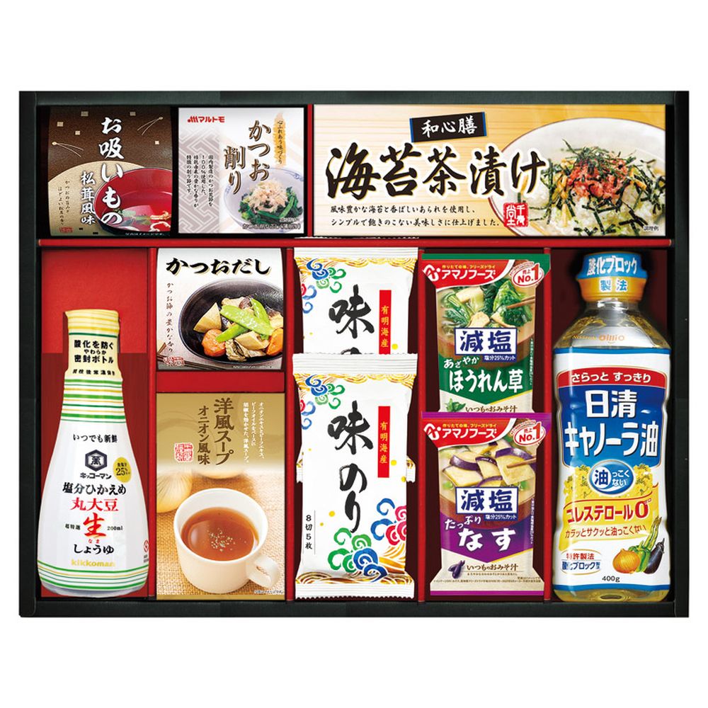 お返し 内祝い ギフト調味料 日清キャノーラ油＆アマノフーズバラエティセットCA-50 新築 お礼 引越し 志 仏事 送料無料