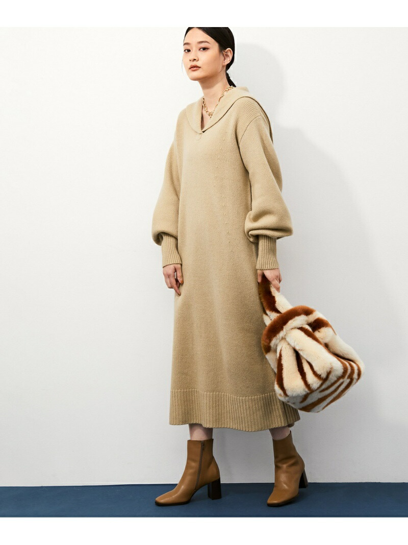 セーラーカラーニットローブ Adam Et Rope Femme アダムエロペ ワンピース ワンピース余分の物 ベージュ 白人 御先指定 貨物輸送無料 Rakuten Fashion Residenza Latorre Com