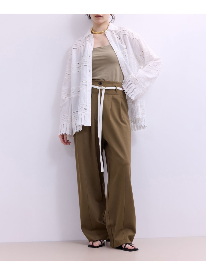 【WEB限定】ハイウエストカーブパンツ ADAM ET ROPE' FEMME アダムエロペ パンツ その他のパンツ ホワイト ブラウン ブラック【送料無料】[ Fashion]