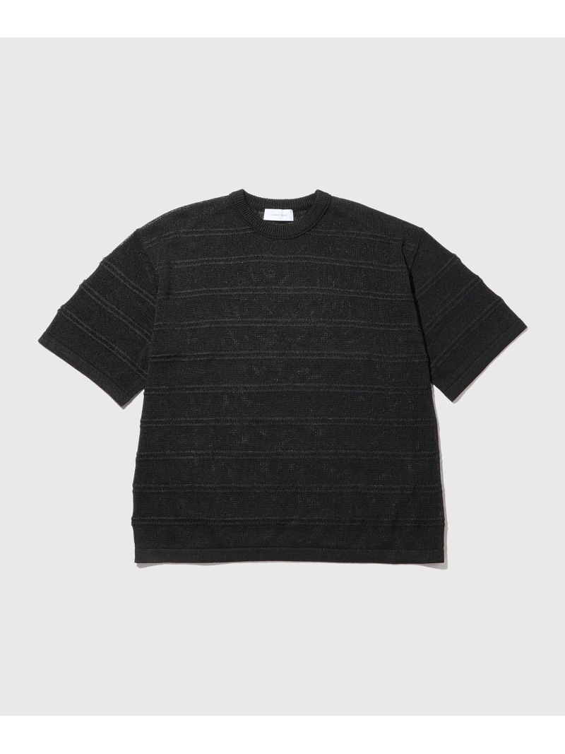シアーボーダーニットTEE ADAM ET ROPE' HOMME アダムエロペ トップス カットソー・Tシャツ グレー ホワイト ブラック【送料無料】[ Fashion]
