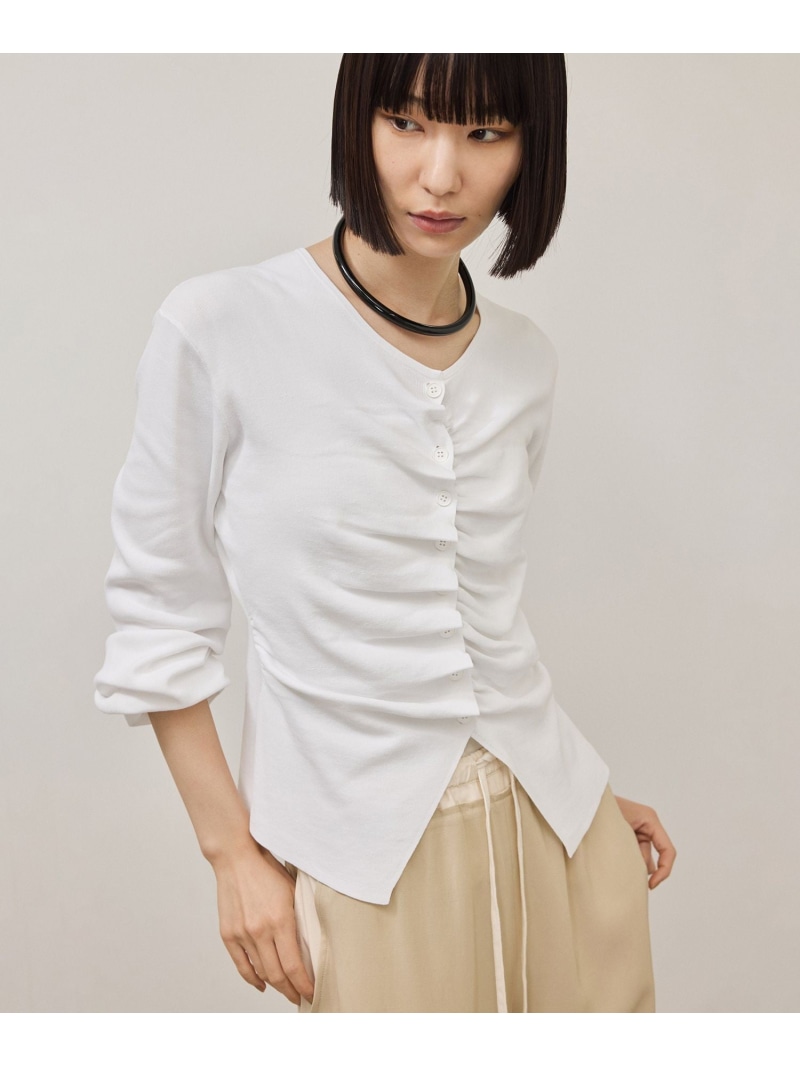 フロントギャザーカーディガン/接触冷感/UVカット/遮熱 ADAM ET ROPE' FEMME アダムエロペ トップス カーディガン ブルー ホワイト ブラック【送料無料】[ Fashion]｜ADAM ET ROPE&rsquo;