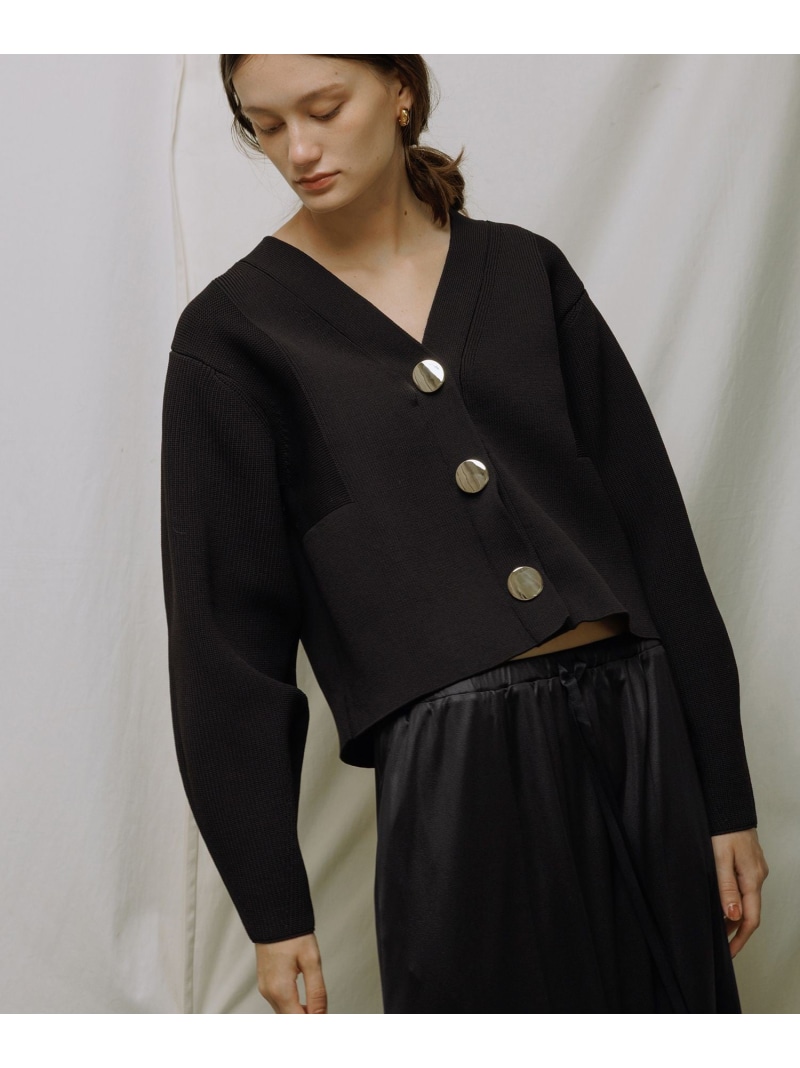 エッグブローチ付きペプラムカーディガン ADAM ET ROPE' FEMME ADAM ET ROPÉ FEMME(アダム エ ロペ ファム) / 【洗える】エッグ