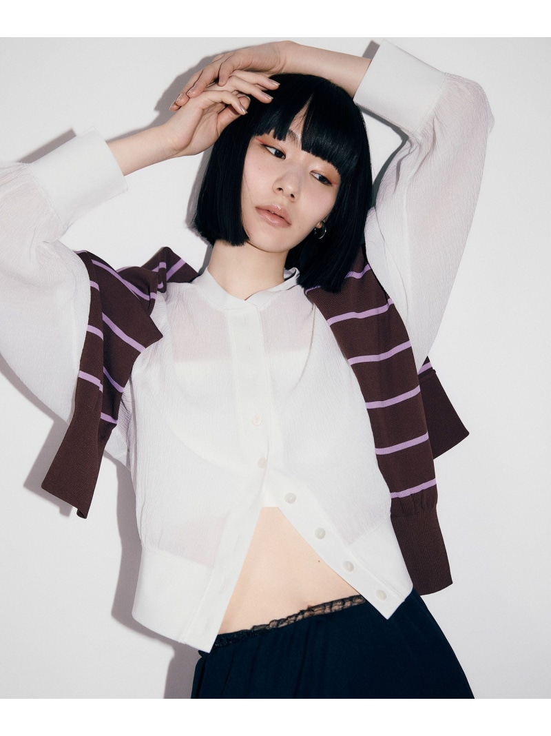 【WEB限定】メニーボタンリップルシアーカーディガン ADAM ET ROPE' FEMME アダムエロペ トップス カーディガン ブルー ブラック ホワイト【送料無料】[ Fashion]