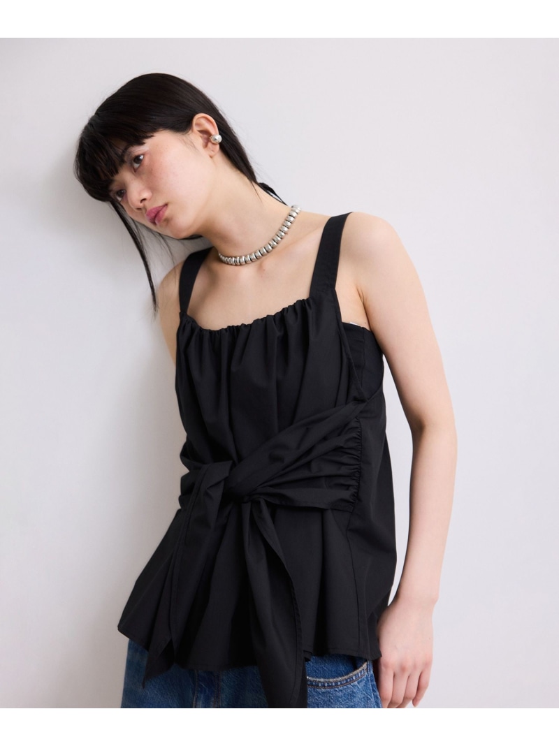 【WEB限定】ノットディテールキャミソール ADAM ET ROPE' FEMME アダムエロペ トップス キャミソール ブラック ホワイト【送料無料】[ Fashion]