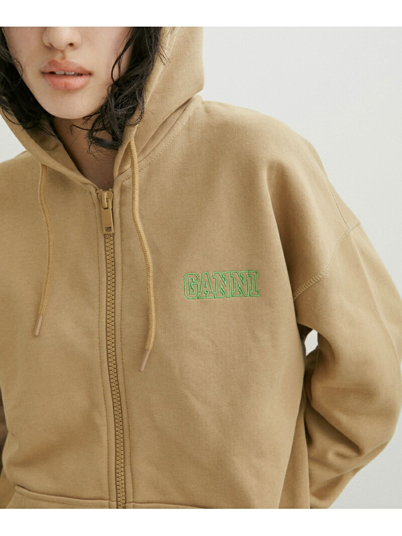 トップス GANNI OVERSIZED ZIP HOODIE adam et rope GANNI Navy Fleece Zip Hoodie GANNI