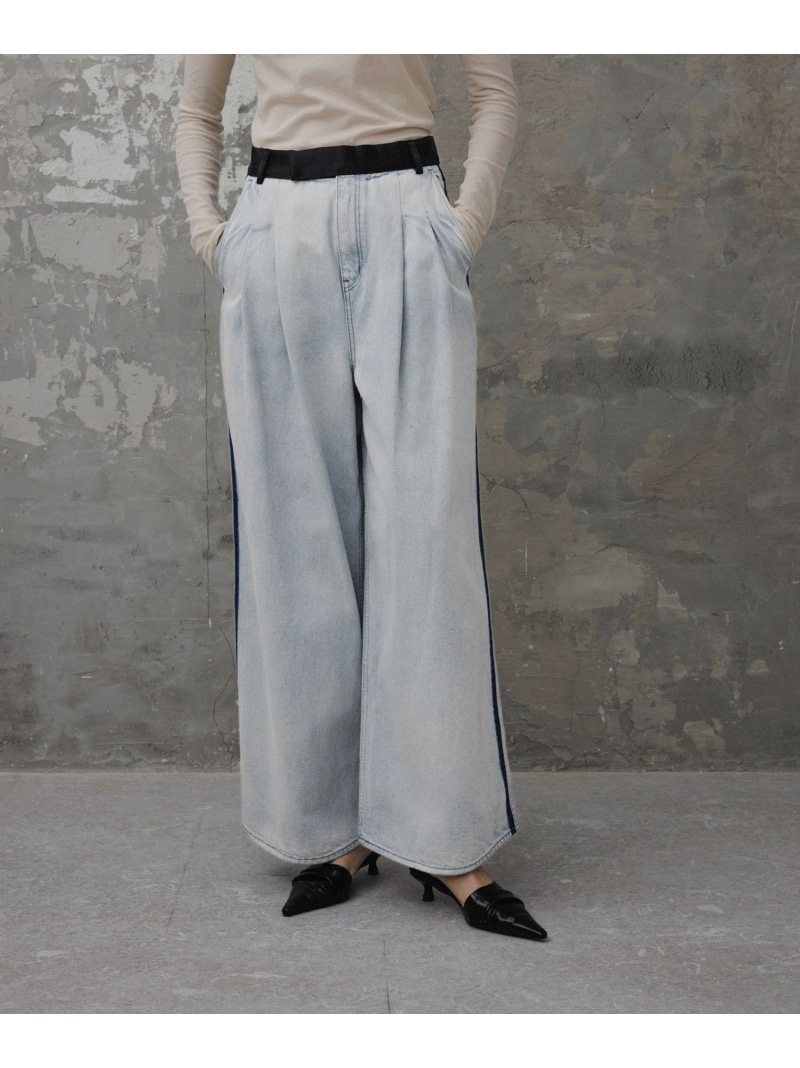 【EMOELLE】・【サステナブル】ドレスデニムパンツ ADAM ET ROPE' FEMME アダムエロペ パンツ ジーンズ・デニムパンツ ブルー ブラック【送料無料】[ Fashion]