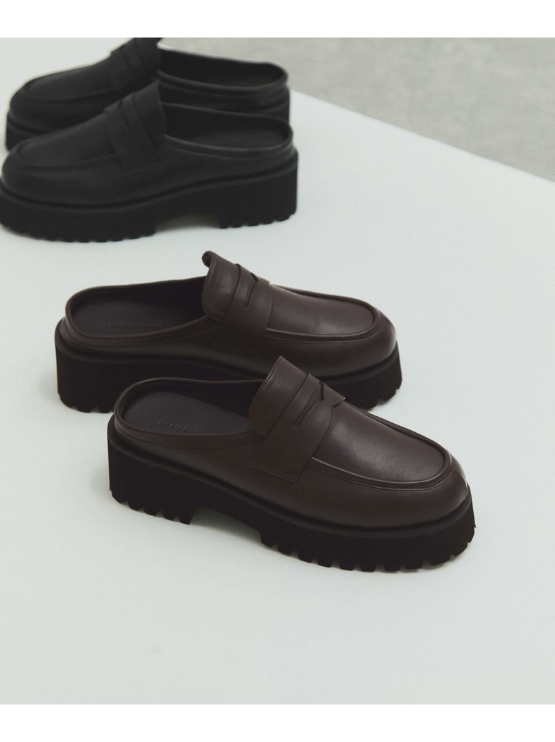 【サステナブル】ラウンドローファークロッグ ADAM ET ROPE' FEMME アダムエロペ シューズ・靴 ローファー ブラック【送料無料】[ Fashion]