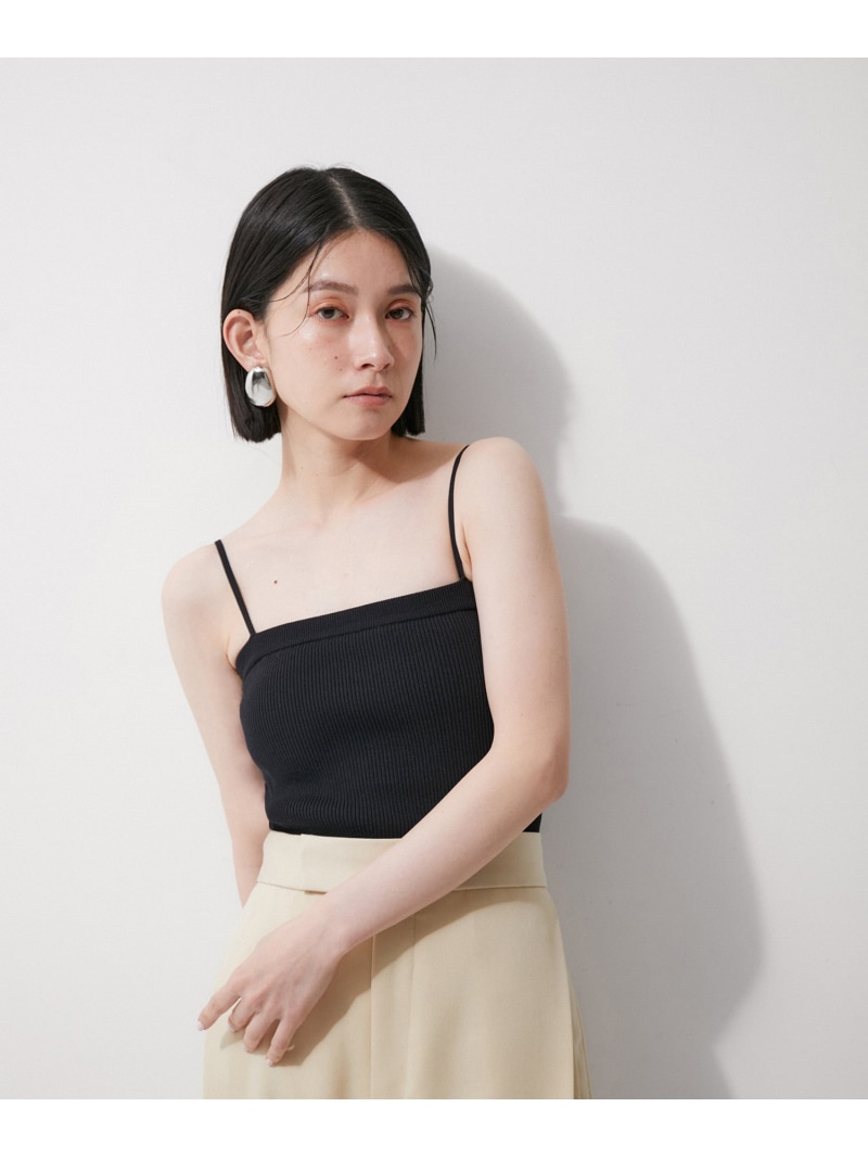 優勝杯付き添い人リブニットキャミソール ADAM ET ROPE\u0027 FEMME アダムエロペ トップス キャミソール 青色 黒いこと【貨物輸送無料】[ Fashion]