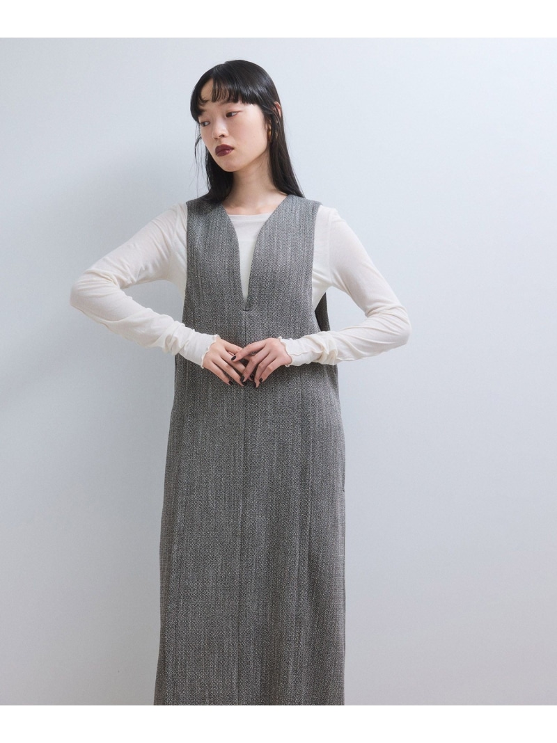 【SALE／30%OFF】【WEB押さえる】ストレートセミツイードワンピース ADAM ET ROPE\u0027 FEMME アダムエロペ 衣裳・御召しもの 衣裳 ベージュ 黒いこと 薄墨色【RBA_E】【貨物輸送無料】[ Fashion]