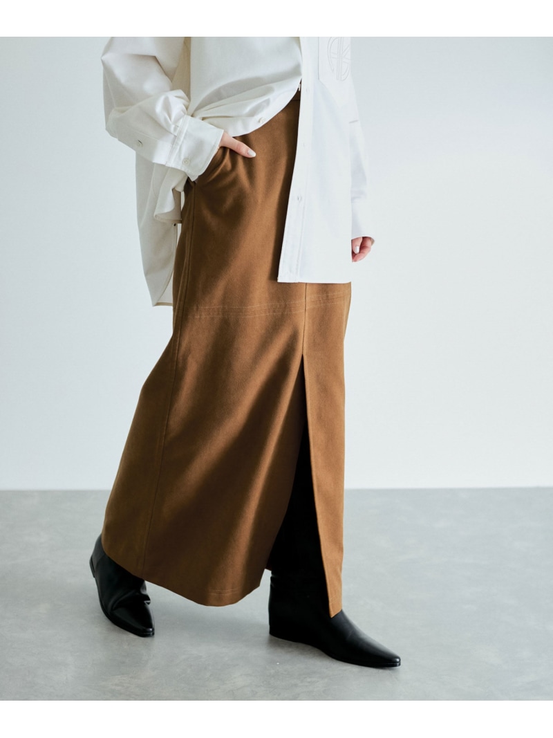 【SALE／50%OFF】シンセティックレザーIラインスカート ADAM ET ROPE' FEMME アダムエロペ スカート その他のスカート ブラウン【RBA_E】【送料無料】[ Fashion]