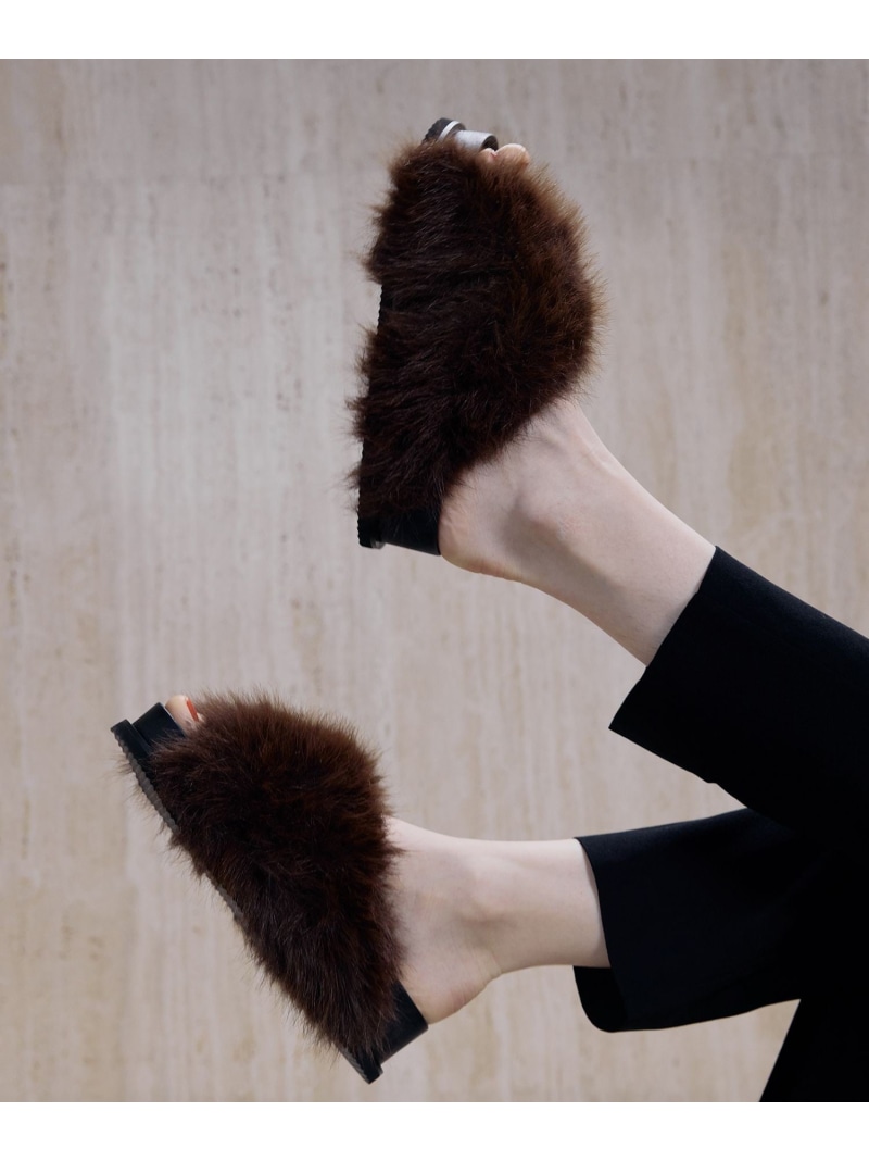 【SALE／40%OFF】ボリュームファーサンダル ADAM ET ROPE' FEMME アダムエロペ シューズ・靴 サンダル ブラック【RBA_E】【送料無料】[ Fashion]