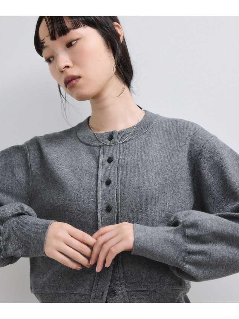 【WEB押さえる】ラメニットコンパクトカーディガン ADAM ET ROPE\u0027 FEMME アダムエロペ トップス ジレー 赤いこと 黒いこと 薄墨色【貨物輸送無料】[ Fashion]