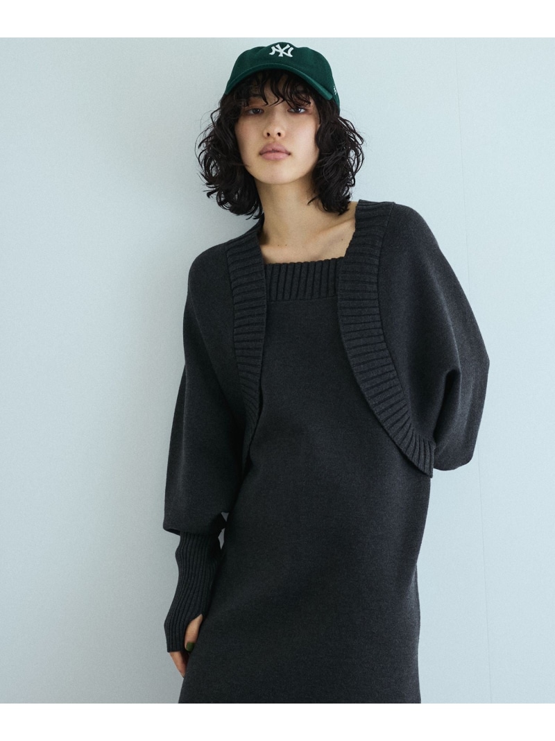 ボレロドッキングニットワンピース ADAM ET ROPE\u0027 FEMME アダムエロペ 衣装・お召しもの 衣装 黒いこと サクラ色 白いこと【貨物輸送無料】[ Fashion]