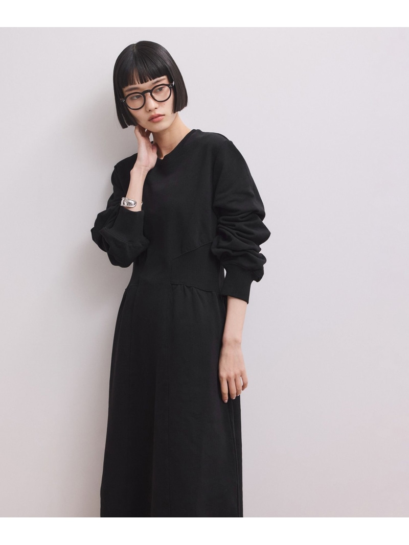 【WEB制限事項】ウエストリブスウェットワンピース ADAM ET ROPE\u0027 FEMME アダムエロペ 衣装・お召しもの 衣装 薄墨色 黒いこと【貨物輸送無料】[ Fashion]