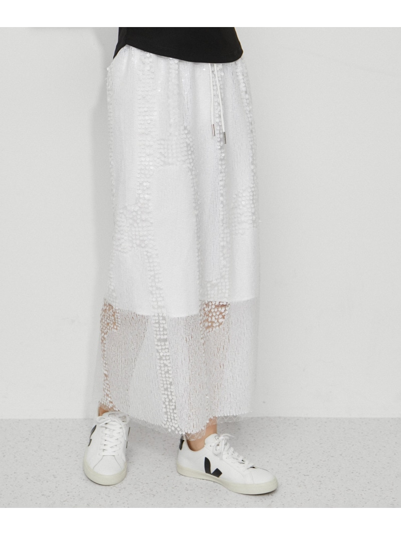【SALE／60%OFF】スパンコールスカート ADAM ET ROPE' FEMME アダムエロペ スカート その他のスカート ホワイト シルバー【RBA_E】【送料無料】[ Fashion]