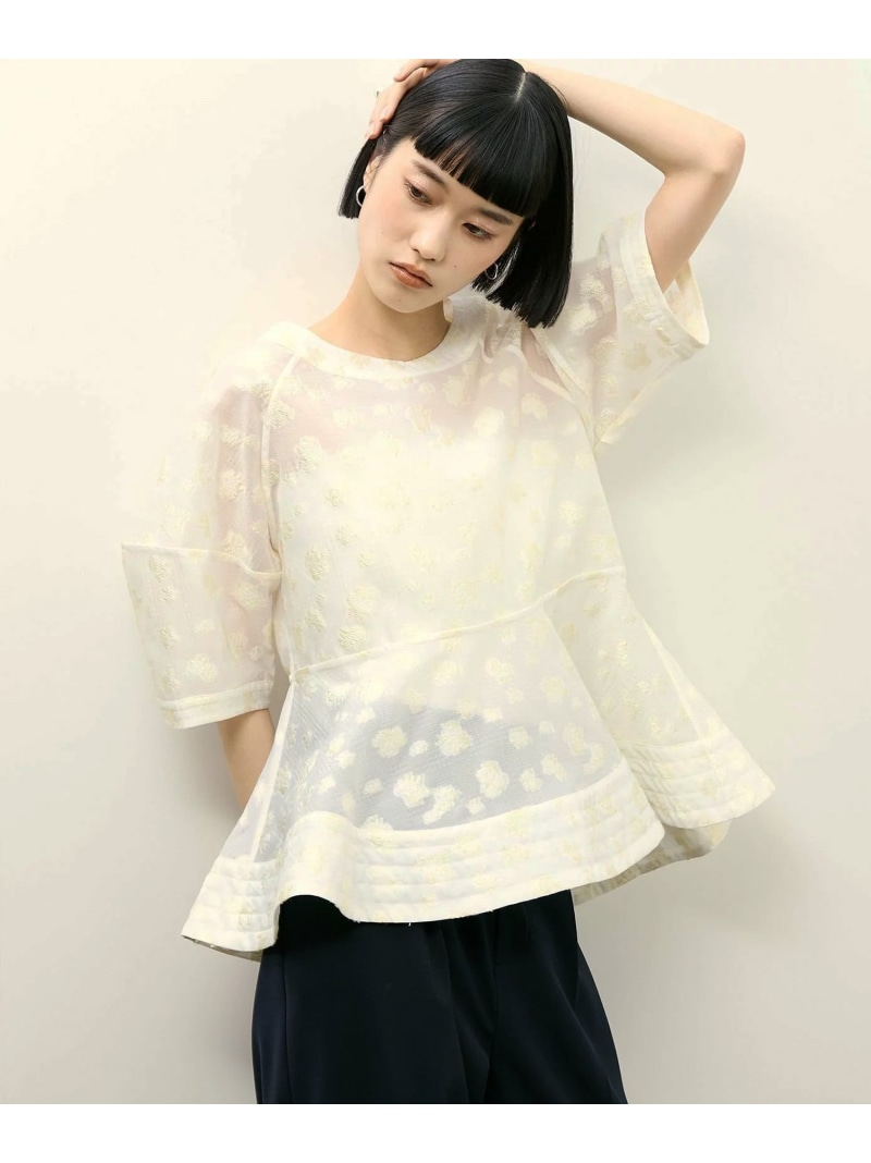 コクーンスリーブペプラムトップス ADAM ET ROPE' FEMME アダムエロペ トップス シャツ・ブラウス ブラック ホワイト【送料無料】[ Fashion]