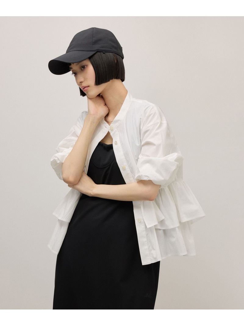 【WEB制限事項】・【定番】フラウンストップ ADAM ET ROPE\u0027 FEMME アダムエロペ トップス プルオーバー・トップ 黒いこと 白いこと 青色【先んずる取っておく】*【貨物輸送無料】[ Fashion]