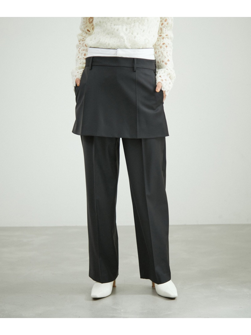 【SALE／60%OFF】ミニスカートレイヤードスラックス ADAM ET ROPE' FEMME アダムエロペ パンツ スラックス・ドレスパンツ ベージュ ブラック【RBA_E】【送料無料】[ Fashion]