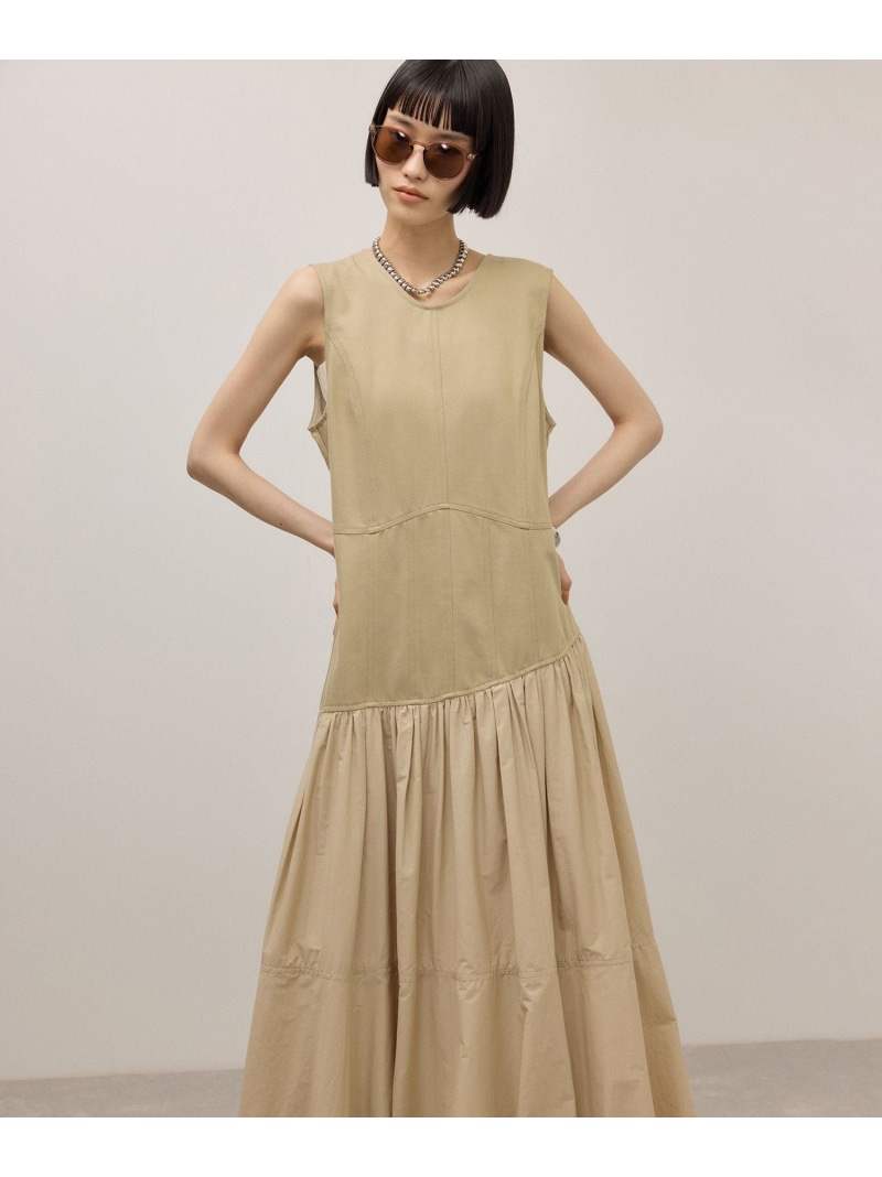 【SALE／30%OFF】バルーンコンビワンピース ADAM ET ROPE' FEMME アダムエロペ ワンピース・ドレス ワンピース ネイビー ベージュ【RBA_E】【送料無料】[ Fashion]｜ADAM ET ROPE&rsquo;
