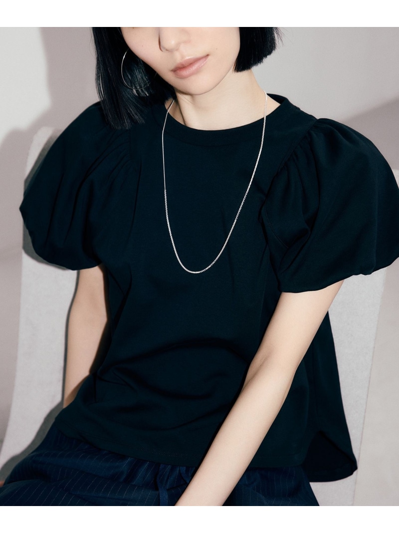 【WEB押さえる】パフスリーブプルオーバー ADAM ET ROPE\u0027 FEMME アダムエロペ トップス カットソー・プルオーバー 黒いこと 白いこと【貨物輸送無料】[ Fashion]