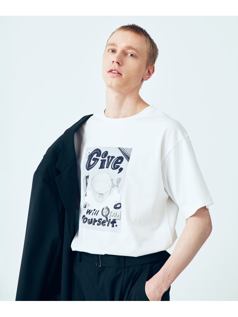 【Chocomoo*ADAM ET ROPE 】PRINT TEE ADAM ET ROPE' HOMME アダムエロペ トップス カットソー・Tシャツ ホワイト【送料無料】[ Fashion]