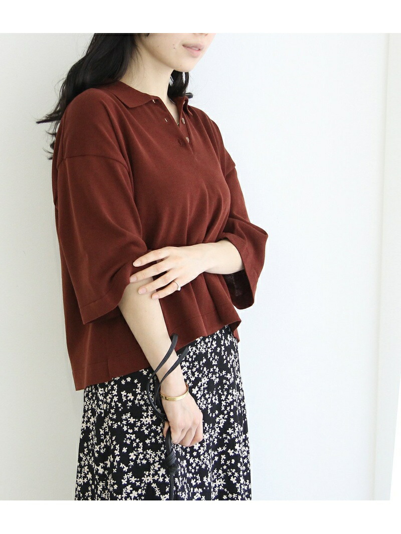 【楽天市場】山形コットンニットポロ ADAM ET ROPE' アダムエロペ カットソー ポロシャツ ブラウン グリーン【送料無料 ...