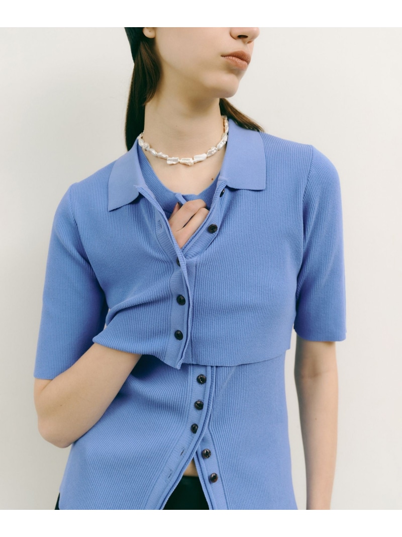 ミニカーディガンセットニットジレトップス ADAM ET ROPE' FEMME アダムエロペ トップス カットソー・Tシャツ ブルー ブラック【送料無料】[ Fashion]｜ADAM ET ROPE&rsquo;
