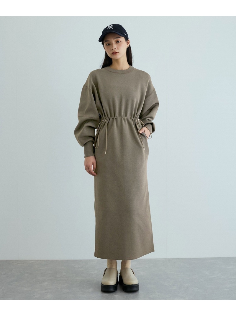 【サステナブル】フォルムニットワンピース ADAM ET ROPE' FEMME アダムエロペ ワンピース・ドレス ワンピース グレー ベージュ ブラック【送料無料】[ Fashion]｜ADAM ET ROPE&rsquo;