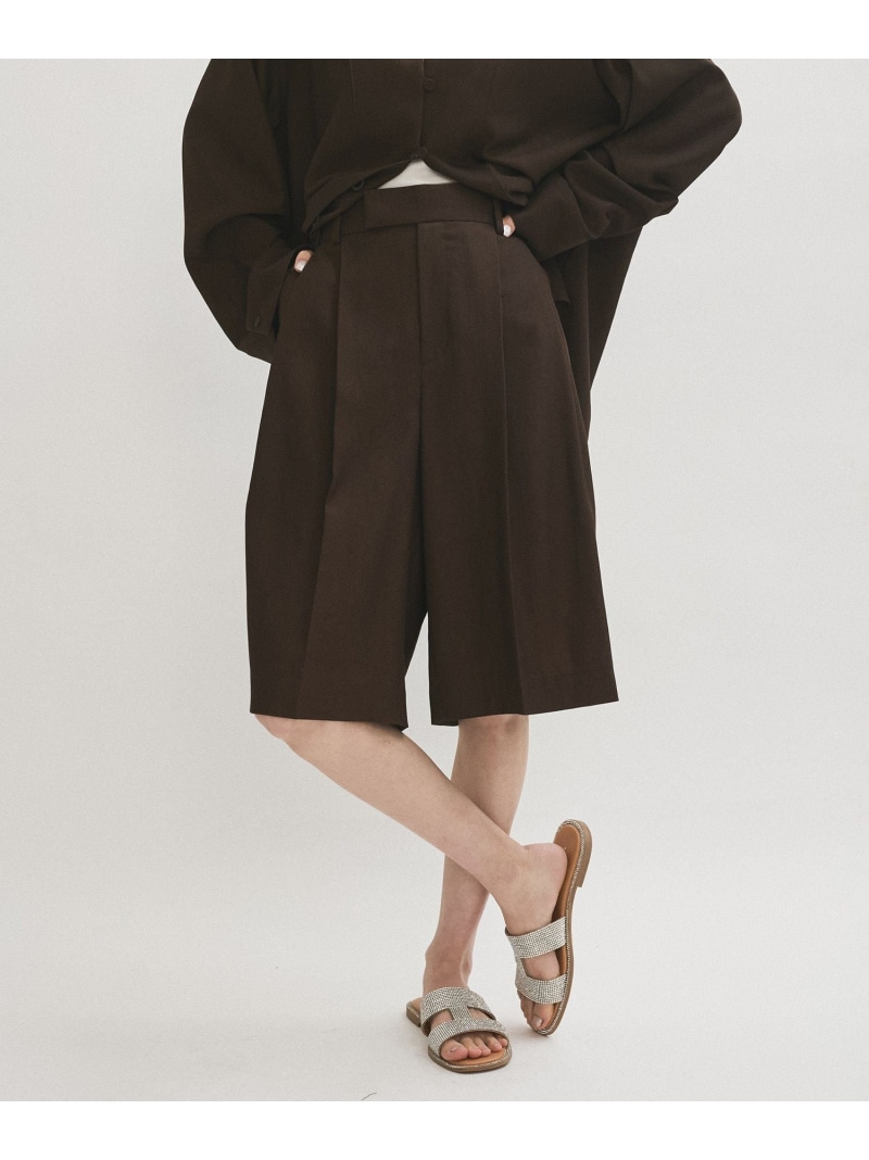 【サステナブル】オックスハーフパンツ ADAM ET ROPE' FEMME アダムエロペ パンツ その他のパンツ ブラック【送料無料】[ Fashion]