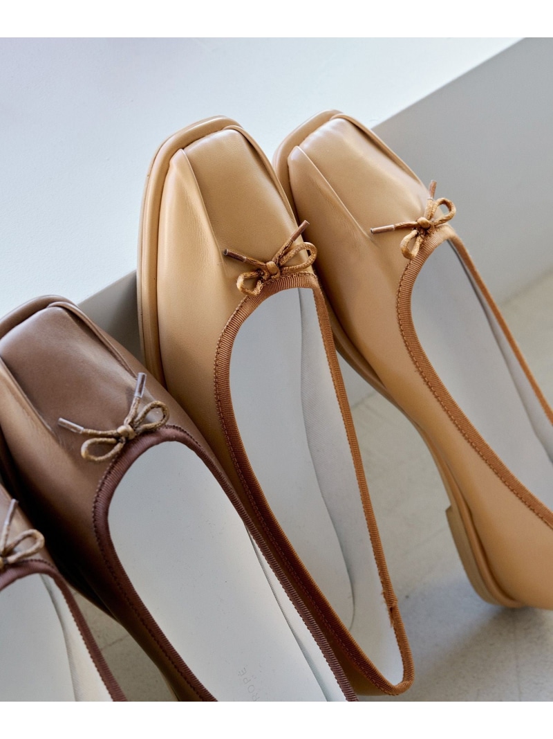 タックバレエシューズ ADAM ET ROPE' FEMME アダムエロペ シューズ・靴 バレエシューズ ブラウン ブラック ベージュ【送料無料】[ Fashion]