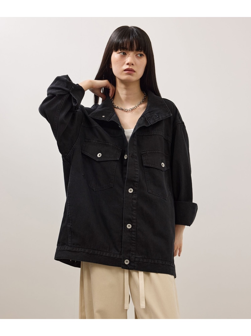 【WEB限定】・【定番】スタンドネックデニムジャケット ADAM ET ROPE' FEMME アダムエロペ ジャケット・アウター デニムジャケット ネイビー ブラック ブルー【先行予約】*【送料無料】[ Fashion]｜ADAM ET ROPE&rsquo;