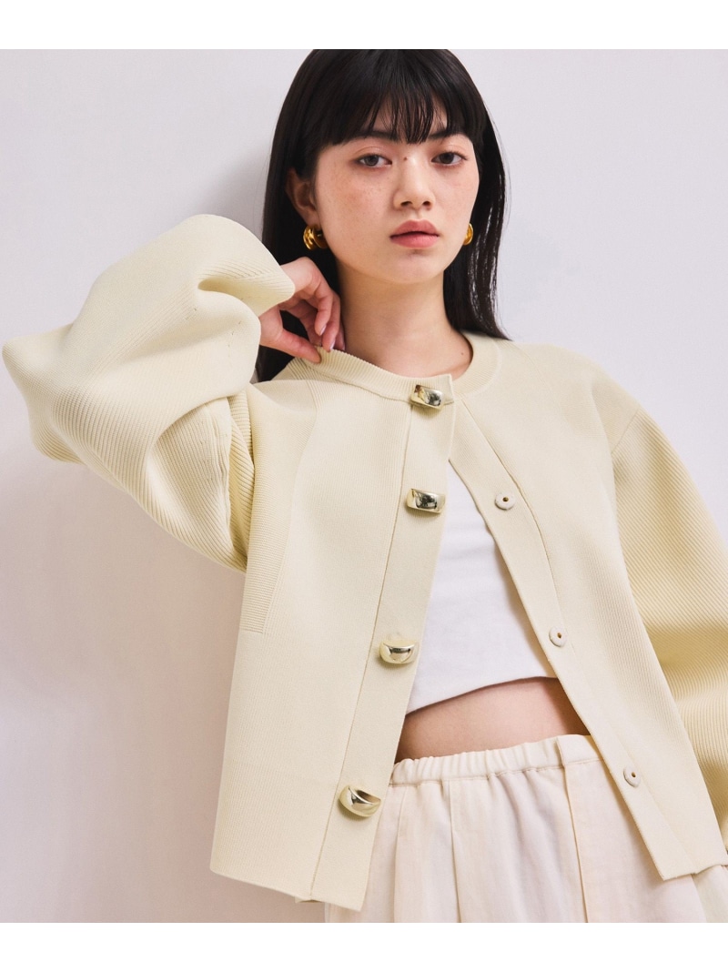 【WEB限定】・【サステナブル】セレクトネックカーディガン ADAM ET ROPE' FEMME アダムエロペ トップス カーディガン パープル ネイビー ベージュ グレー ホワイト【送料無料】[ Fashion]