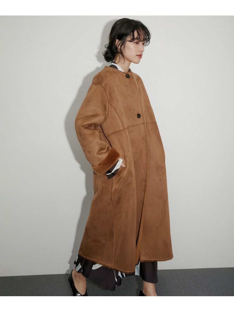 【SALE／60%OFF】【リバーシブル】レディフェイクボアコート ADAM ET ROPE' FEMME アダムエロペ ジャケット・アウター その他のジャケット・アウター ベージュ ブラウン【RBA_E】【送料無料】[ Fashion]