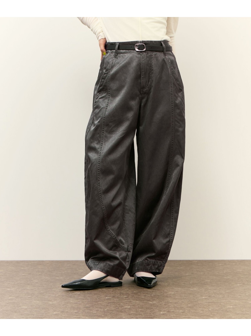 ピグメントダイエッグパンツ ADAM ET ROPE' FEMME アダムエロペ パンツ その他のパンツ ホワイト グレー【送料無料】[ Fashion]