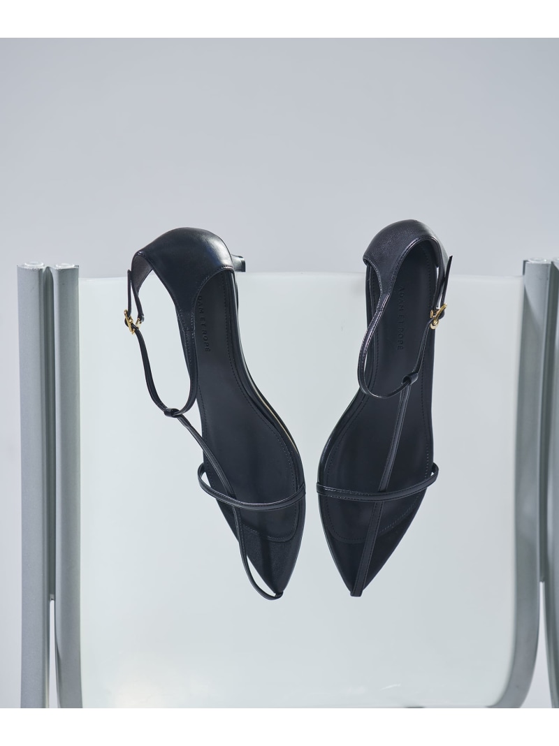 【サステナブル】ナロークロスストラップサンダル ADAM ET ROPE\u0027 FEMME アダムエロペ シューズ・靴 サンダル 赤いこと 黒いこと しろがね色【貨物輸送無料】[ Fashion]
