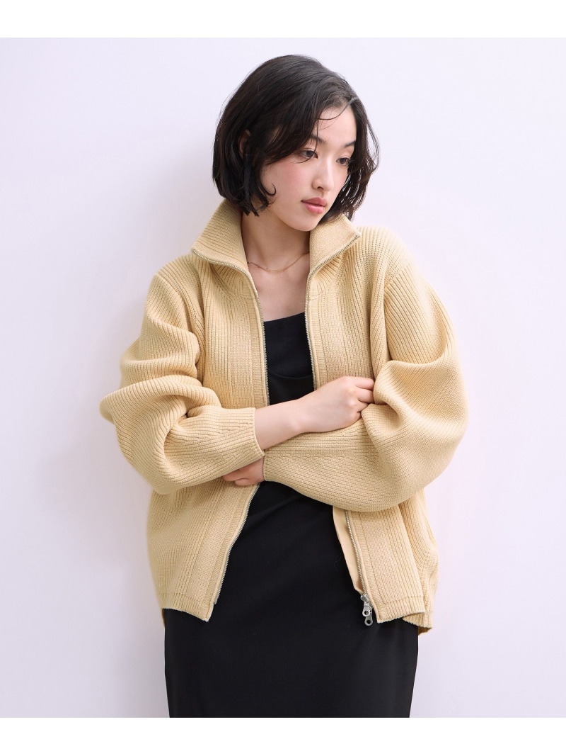 【SALE／30%OFF】【WEB限定】・【サステナブル】ミックスヤーンジップカーディガン ADAM ET ROPE' FEMME アダムエロペ トップス カーディガン ベージュ ブラック ブラウン【RBA_E】【送料無料】[ Fashion]