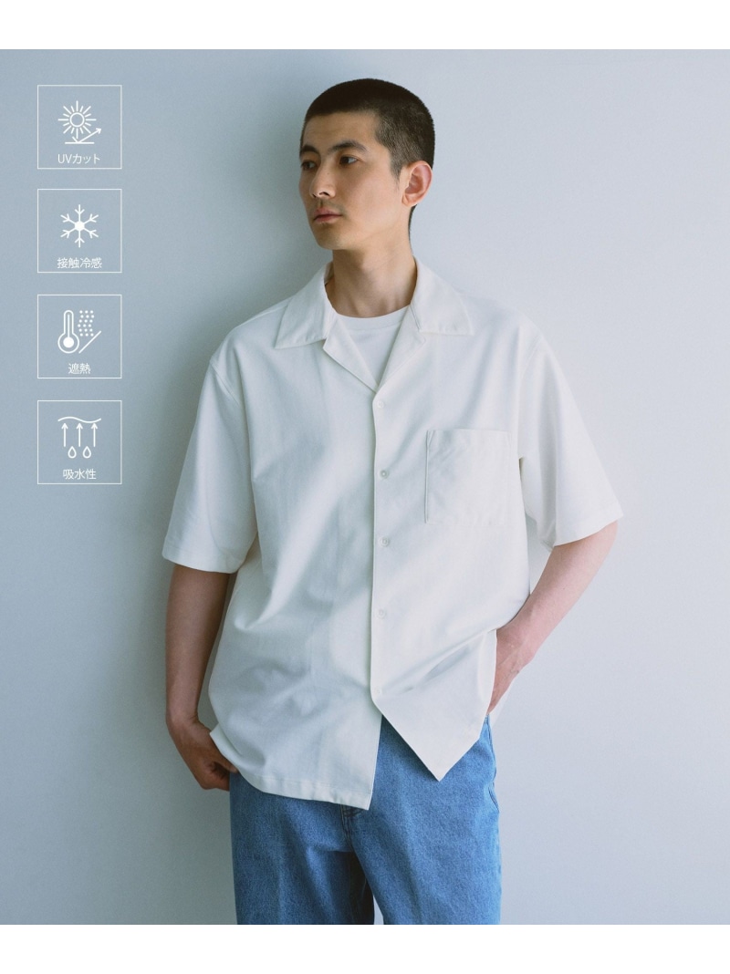 【MINUS】オープンカラーシャツ / 接触冷感 / 遮熱 / UVカット / 吸水拡散 ADAM ET ROPE' HOMME アダムエロペ トップス シャツ・ブラウス ホワイト ネイビー グレー ブラック【送料無料】[ Fashion]｜ADAM ET ROPE&rsquo;