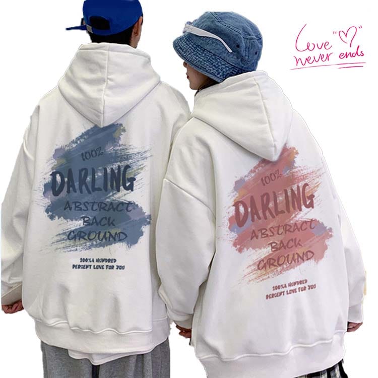 メンズ レディース プルオーバー 派手 薄手 ペアお揃い 秋冬春 パーカー ペアルック プリント Darling パーカー カップル ペア
