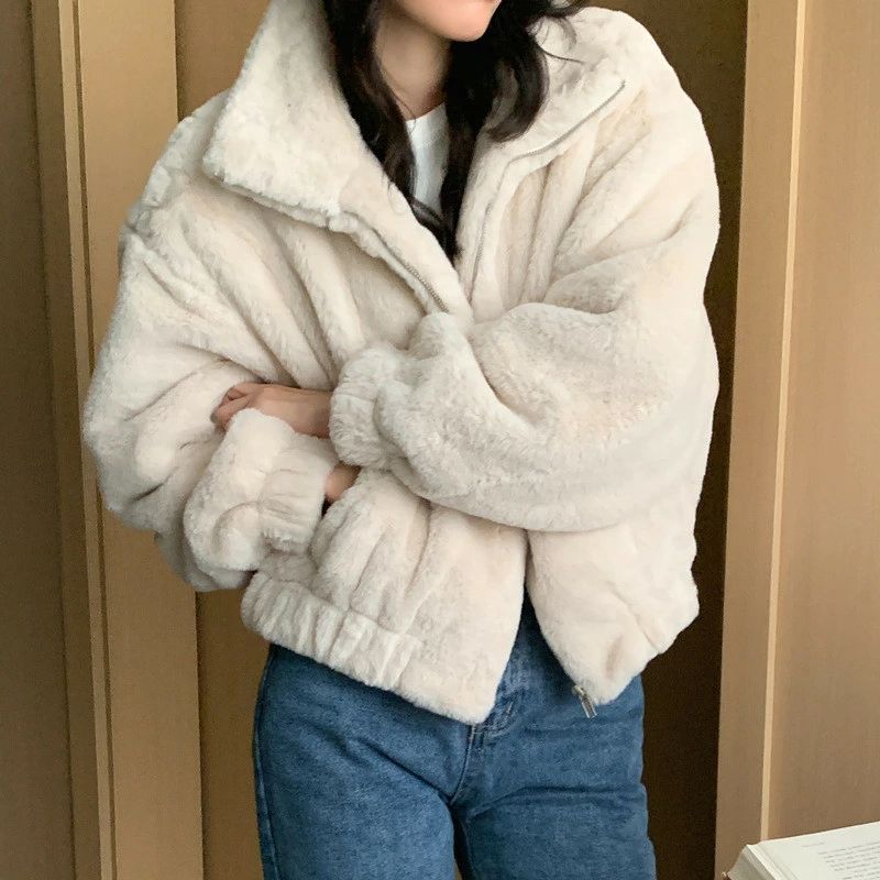 フード カジュアル シンプル おしゃれ 可愛い かわいい 大人 フェイクファー 暖かい もこもこ ボアブルゾン ファー 冬 エコファ