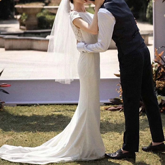 半袖 ロングドレス 演奏会 マーメイドドレス 結婚式 ウエディングドレス 二次会 マーメイドライン 花嫁 パー