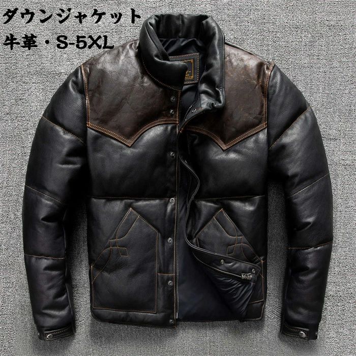 メンズ レザージャケット 本革ダウンジャケット 本革ジャケット 牛革コート メンズ 父の日